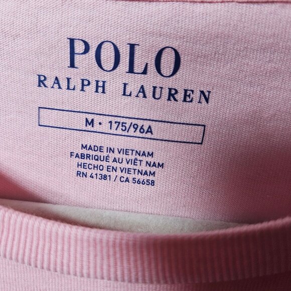 Polo Ralph Lauren Pink Crewneck T-Shirt With Embroidered Logo Mens Medium 100% C - Picture 4 of 7